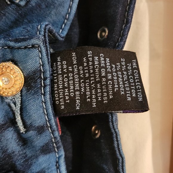 Electric Blue 3 Button Jeans With Rhinestones - Picture 6 of 6